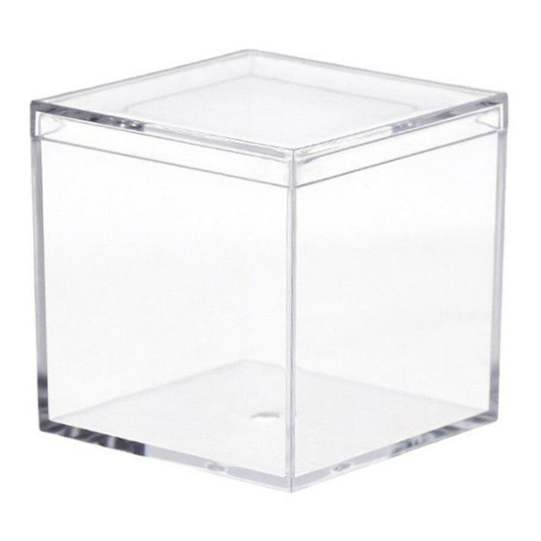 Sales Promotion!!Square Cube 4pcs Clear Acrylic Storage Boxes Organizer Containers, Size: 6.5*6.5*6.5cm-210ml