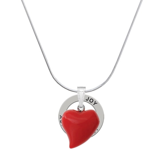 Delight Jewelry Resin Red Puffy Heart Joy Ring Charm Necklace, 18"