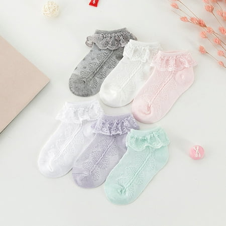 

MyBeauty Cute Kid Baby Girls Solid Color Cotton Soft Breathable Lace Princess Boat Socks Purple M