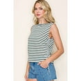 thumbnail image 3 of Staccato Slub Striped Top - Sm, Dark Green, 3 of 5