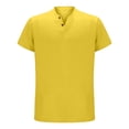 thumbnail image 4 of KHONTS Men's Henley Collared Shirts Slim Fit Short Sleeve Fashion Tops Tee Basic Classic Summer V-Neck T Shirts Yellow XL, 4 of 5