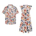 thumbnail image 4 of Garronmavis Pink Flower Matching Couple Outfits Husban and Wife Clothing Women's V-neck Dress Size 2XS Summer Hawaiian Dresses and Men's Short Sleeve Shirt Light Beach Tops, 4 of 7