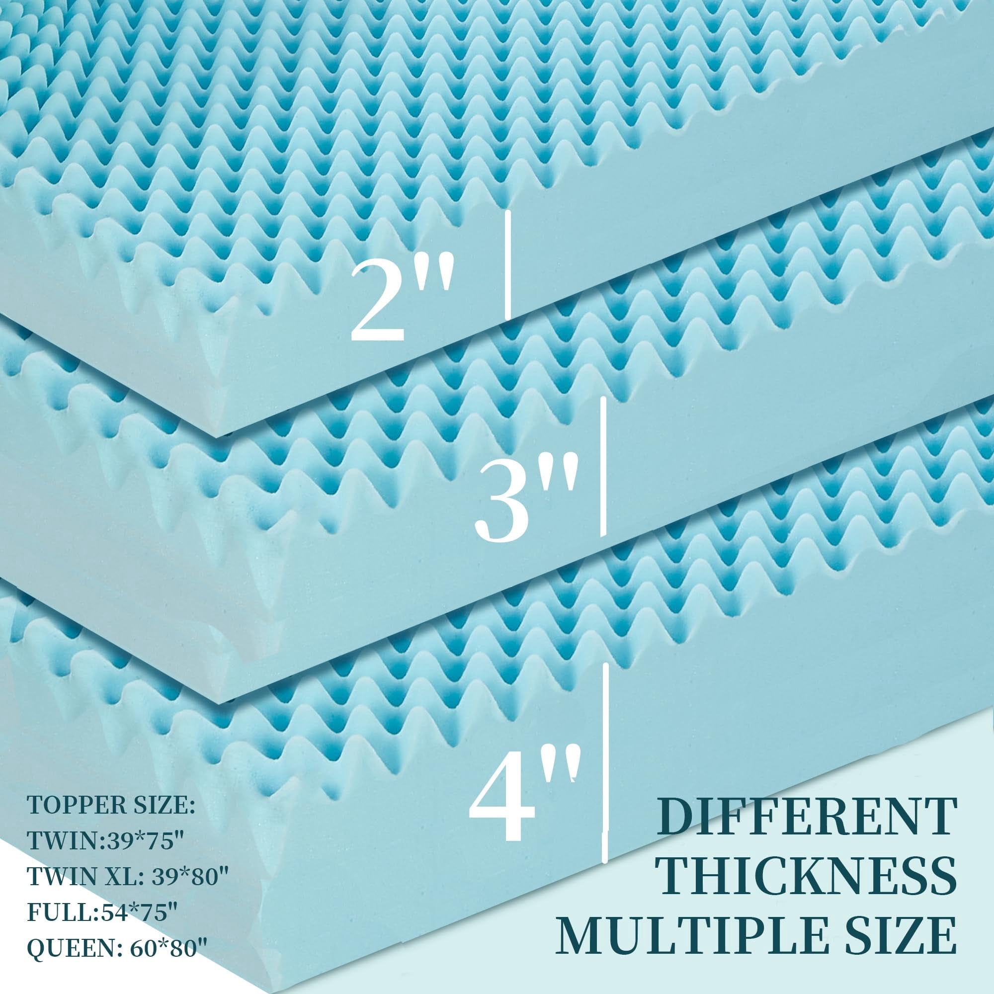 3 Inch Mattress Topper, Full Size Memory Foam Mattress Topper with Cooling Gel Egg Crate Mattresses Top, Plush Feel, Breathable, Pressure Relief for Bedroom