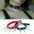 thumbnail image 6 of HOOUN Long Spike Choker Punk Faux Leather Collar Big Rivets Necklace Accessor-lq_-Coffee, 6 of 9