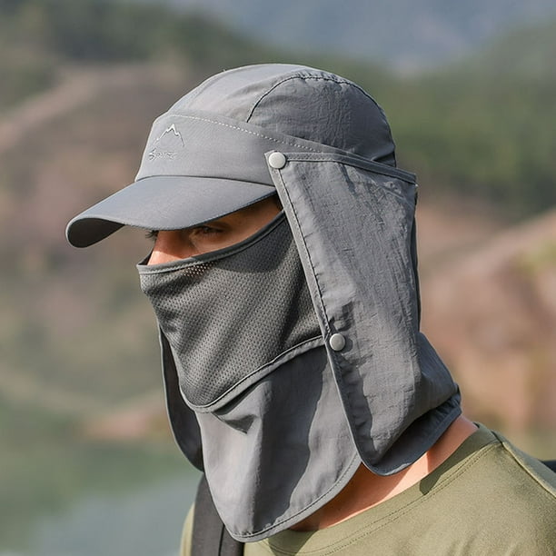 Cherish Men Outdoor Removable Sunscreen Quick Dry Baseball Hat For Climbing Fishing Dark Gray Other