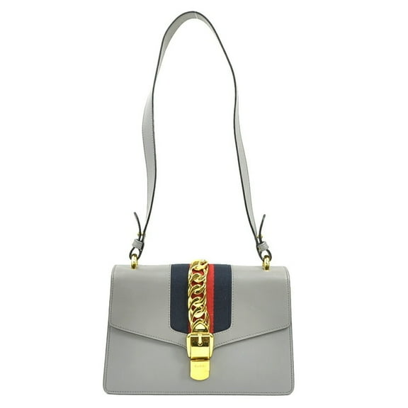 Pre-Owned Gucci Sylvie Small Shoulder Bag in Grey Leather, Women's, 421882 (h31494a) (Good)