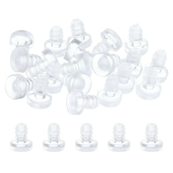 Uxcell 30 pack Long Glass Top Table Bumpers with Stem for 5mm Hole, Clear