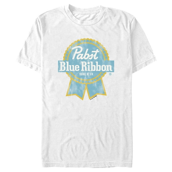 Men's Pabst Yellow Blue Ribbon Logo Graphic Tee White 3X Large