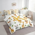 thumbnail image 4 of Manfei Yellow Monogrammed K Twin Bedding Sets 7-Piece, Cute Lion Giraffe Elephant Bedding Comforter Set, Animal Wildlife Reversible Sheet Sets, Luxury Bedroom Decor, 4 of 8