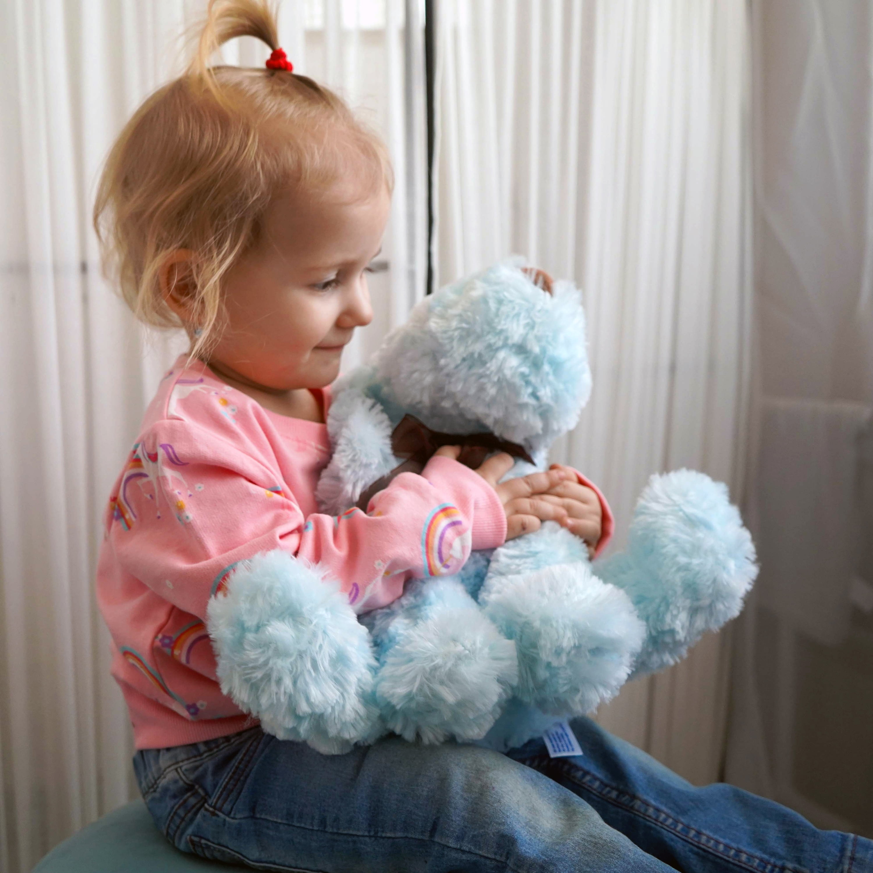 WEIGEDU Furry Poodle Puppy Dog Blue Stuffed Animal Plush Toys for Kids Boys Girls Birthday Bedtime Xmas Gift, 11.8 inches, Blue