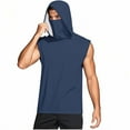 thumbnail image 5 of Men's Hooded Tank Top UV Protection Sleeveless Hoodie Lightweight Casual Gym Workout Shirt Cooling Muscle Tee Shirt Rash Guard Sun Shirt, 5 of 5