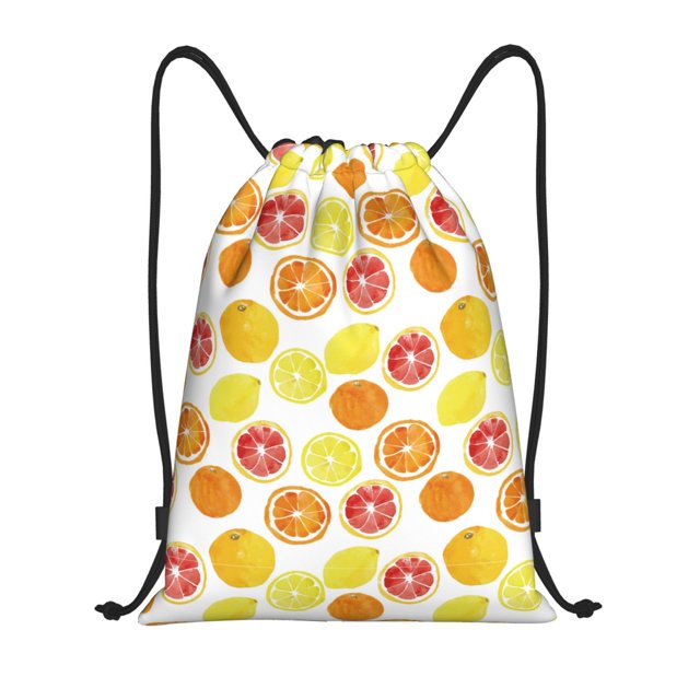 Fotbe Lemon Orange Bolsa Mochila con Cordón Estampada, Bolsa de Gimnasio Deportiva, Bolsa Cinch, Bolsa con Cordón para Hombres y Mujeres-Medium