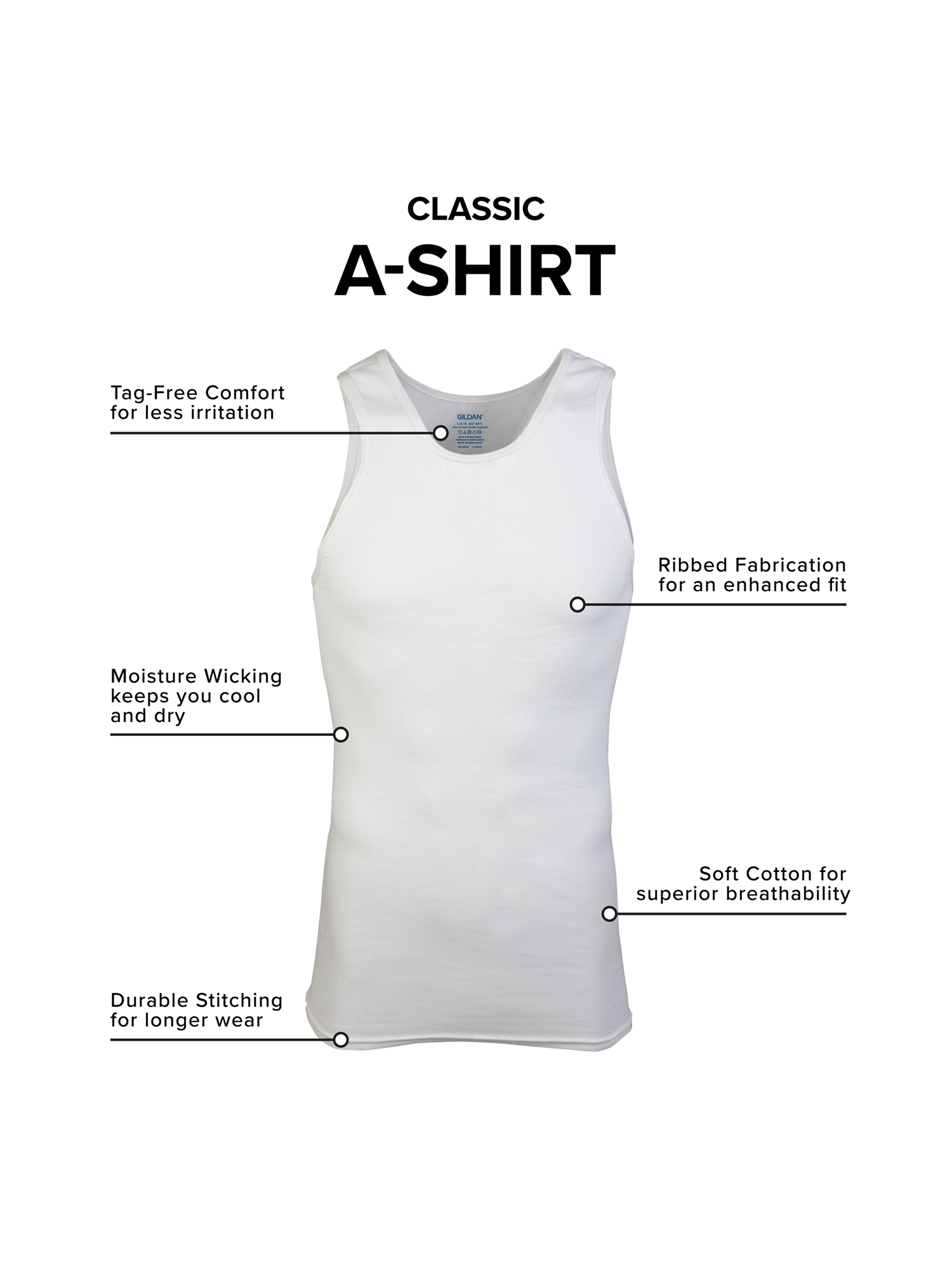 Gildan Men's Classic Cotton A-Shirt Tank, 10-Pack photo 6
