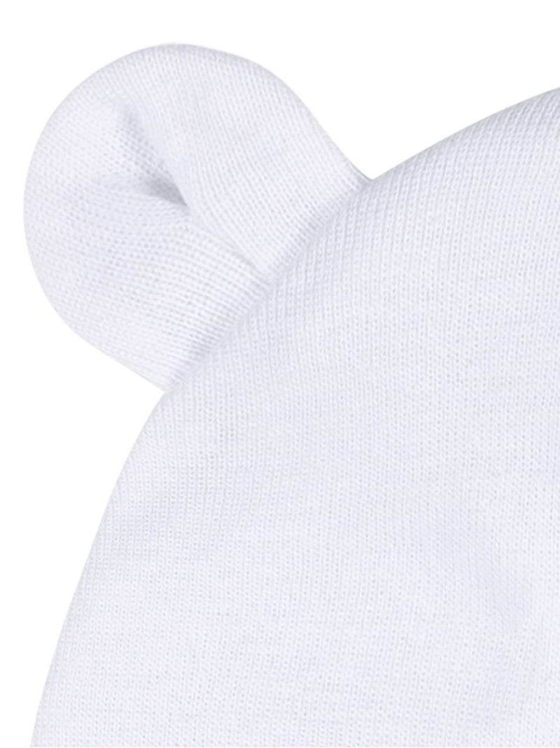 Gerber Baby Boy or Girl Unisex White Beanie Cotton Caps, 3-Pack