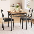 thumbnail image 2 of 3-piece wood dining mesa set para 2 con 2 forrado sillas: compact square mesa para small spaces, apartments, y breakfast nooks, 2 of 8