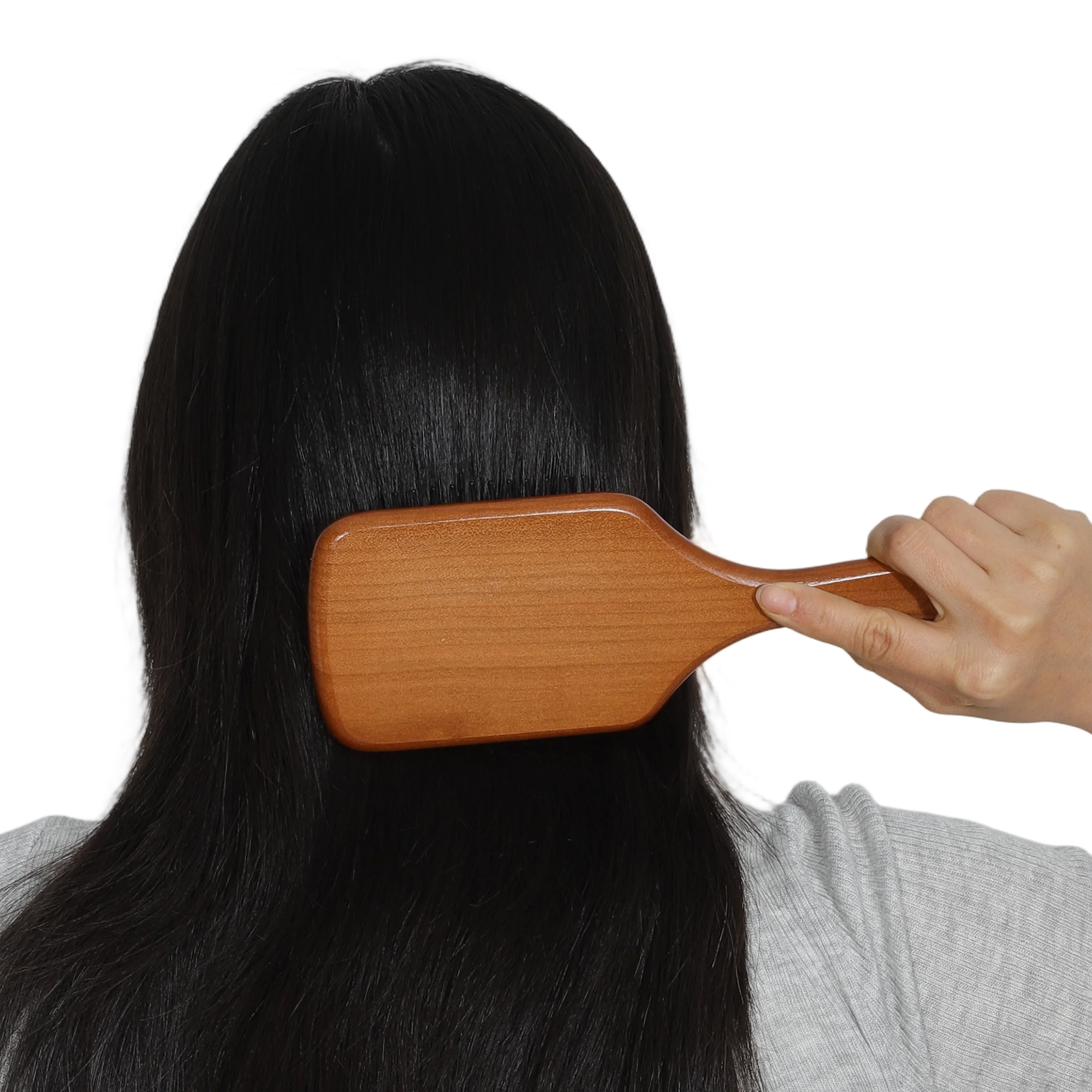 Unique Bargains 1 Pc Wood Airbag Hair Comb for Hair Care Dark Brown, Black 9.65"x3.27"