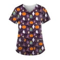 thumbnail image 1 of Hauts d'Été Grande Taille pour Femmes Mode Habillée Manches Courtes Col en V Uniforme de Travail Blouse à Poche Imprimée T-Shirt Col en V Femmes en Solde, 1 of 4