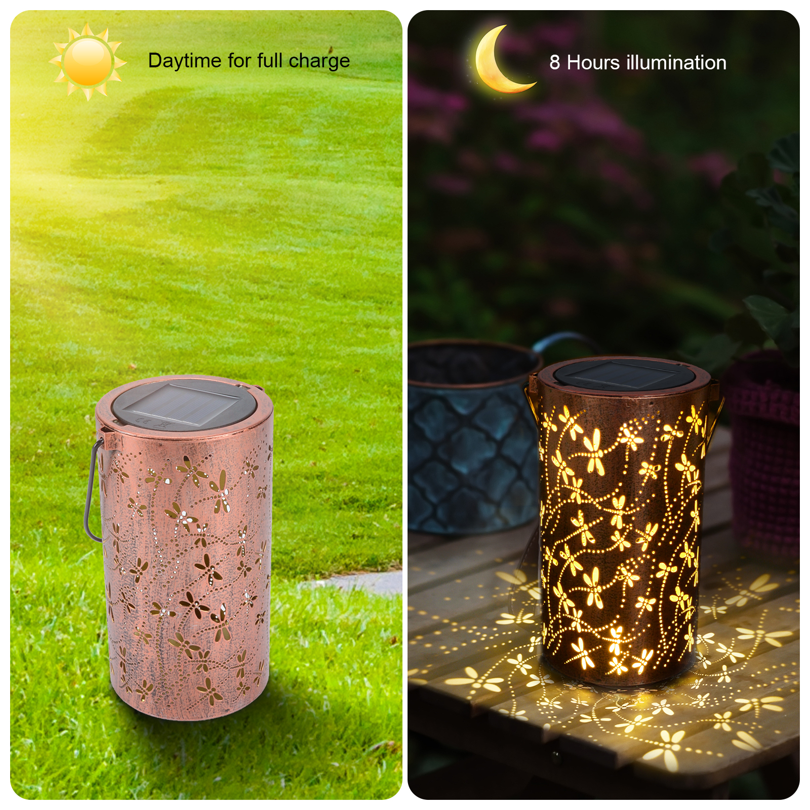 Qoosea Solar Lantern With Dragonfly Projection photo 2