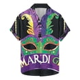 thumbnail image 3 of BiZtdJrK Carnival Costume for Men, Fashion Mask Print Button Up Bowling Shirts Casual Lapel Tropical Shirt Plus Size Holiday Summer Top Multicolor XXL Sales Today Clearance, 3 of 6