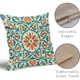 thumbnail image 4 of Teal Orange Boho Pillow Covers 20 X Inch Bohemian Ethnic Carpet Style Vintage Flower Print Decorative Throw Pillows Outdoor Linen Square Cushion Case Farmhouse Decor Set of 2, 4 of 6
