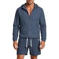 thumbnail image 2 of LEKWK Tracksuit Men Windbreaker Lightweight 2 Piece Outfit Full Zip Hooded Jacket and Shorts Matching Sets Activewear for Gym Running Biker Workout, 2 of 5