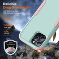thumbnail image 3 of Compatible with iPhone 12 Pro Max Case, [10 FT Military Grade Drop Protection] [3 in 1 Heavy Duty] Anti-Slip Shockproof Full Body Protective Frosted Phone Case for iPhone 12 Pro Max - Mint/Pink, 3 of 14