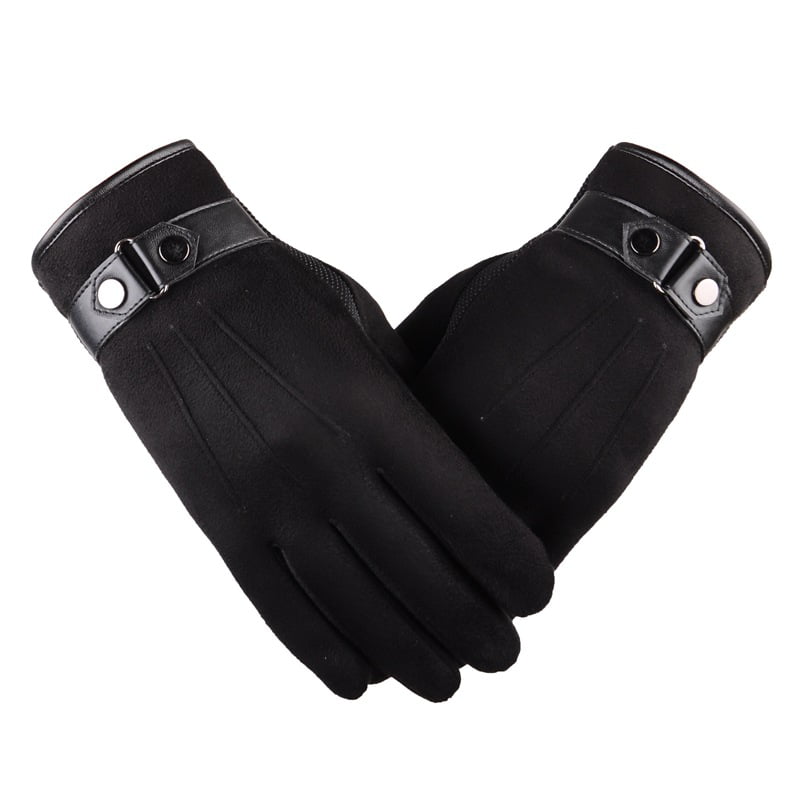 MENS TOUCH SCREEN 100% LEATHER GLOVES THERMAL LINED BLACK DRIVING WINTER GIFT