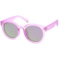 thumbnail image 2 of Women's Translucent Frost Horn Rimmed Mirrored Flat Lens Round Sunglasses 54mm (Purple / Purple Mirror), 2 of 4