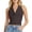 Dark brown, variant on Draped Halter Top Ruched Women's Sexy Draped Front Low Cut Backless Tank Going Out Crop Tops for Party