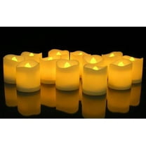 Votive Tealight LED Candles - Set of 12 Battery Operated Candles - Realistic Flickering Flame - Bulk Set for Decorative Occasions
