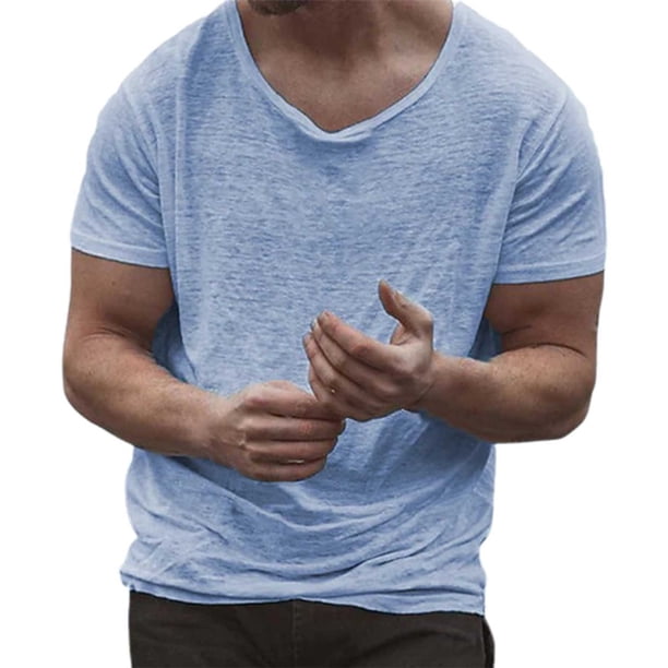 Playeras Básicas Para Hombre, Blusa Informal De Color Liso Con Cuello Redondo, Manga Raglán Lisa, Botones