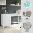 thumbnail image 4 of Martha Stewart Hutton Shaker Style Home Office Desk with Storage in White with Polished Brass Hardware, 4 of 14