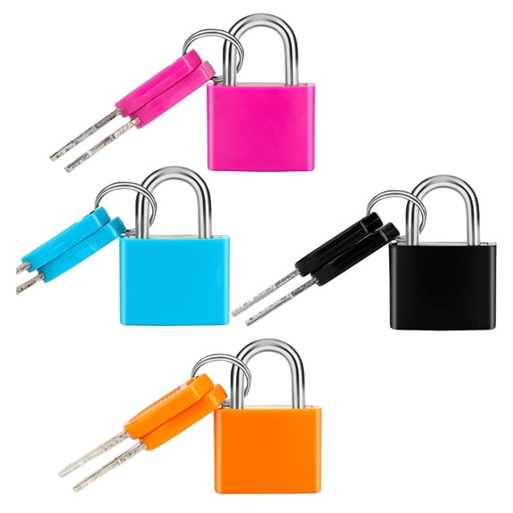 4 Pcs Suitcase Locks with Keys Multicolor Mini Keyed Padlock Metal Padlock Luggage Padlocks Plastic-Covered Copper Keyed Padlock for Suitcase, Backpack, Boxes, Laptop Bag