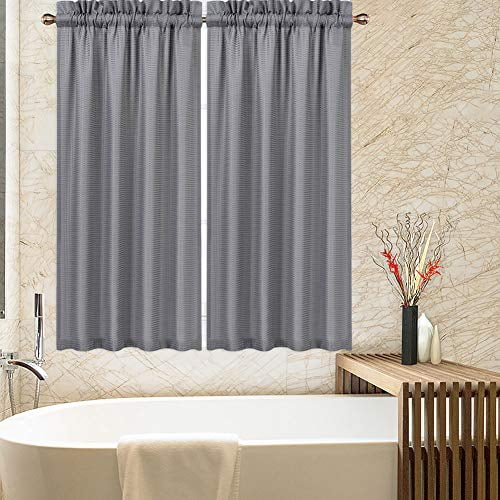 45 Inch Grey Tier Curtains For Kitchen Waffle Woven Textured Bathroom Window Cafe Com 45 Inch Grey Tier Curtains For Kitchen, 45 Inch Tier Curtains
