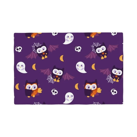 

Table Placemats Set of 6 - funny scull owls bat spiderweb 12x18 In Faux Linen Double Heat Resistant Place Mats Cloth Indoor/Outdoor Placemats Washable Table Mats for Dining Kitchen Party