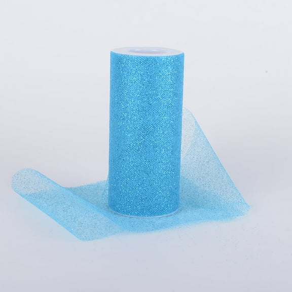 Turquoise Premium Glitter Tulle Fabric ( W: 6 Inch | L: 10 Yards )