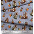 thumbnail image 2 of Soimoi Polyester Crepe Fabric Musical Instruments,Monkey & Rat Cartoon Decor Fabric Printed Yard 42 Inch Wide, 2 of 3