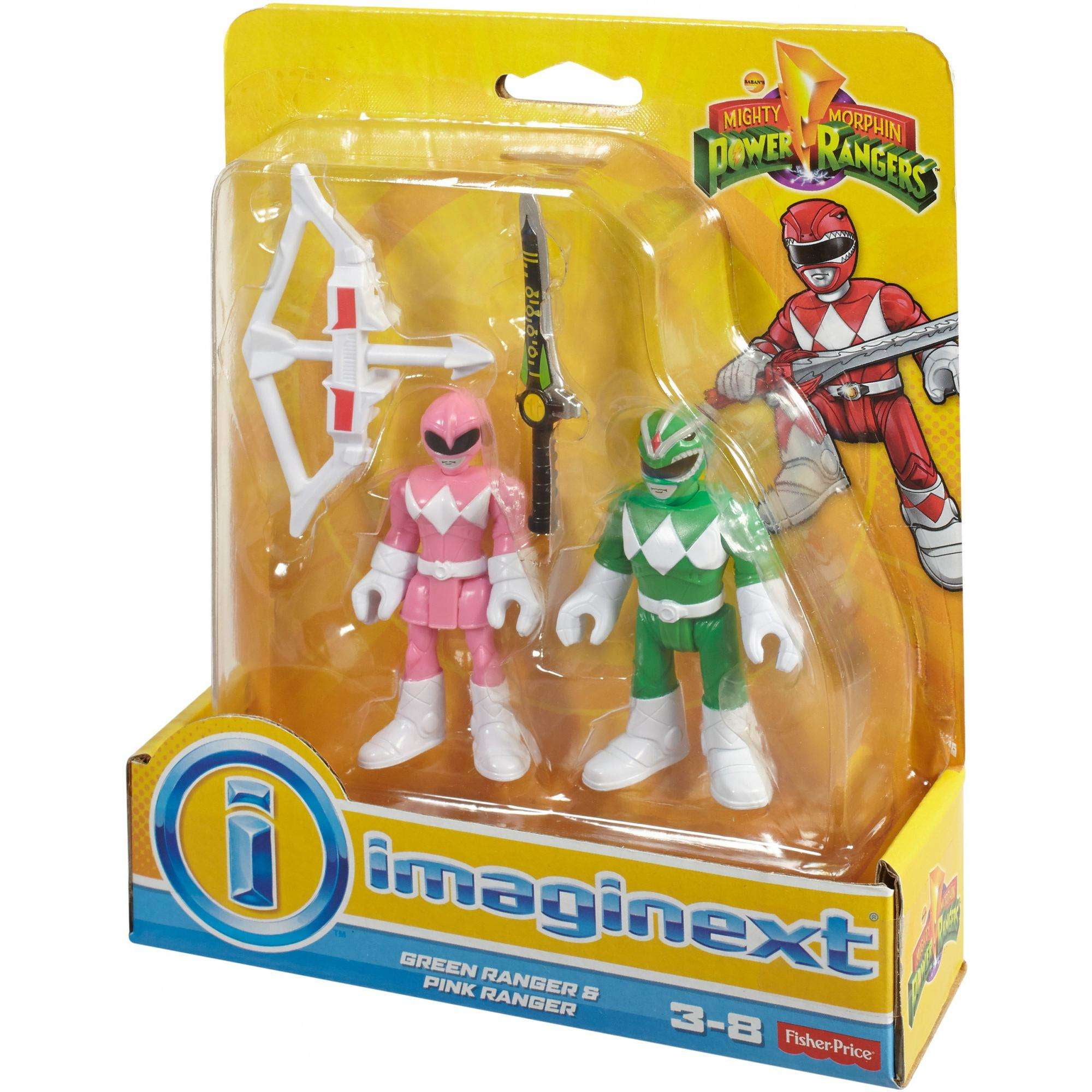 Lot of 2pcs Fisher-Price Imaginext Power Rangers Pink & Yellow Ranger 2 Color 