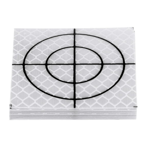 10 Packs Reflector Target Sheets 50mm Self Adhesive Reflective Tape Survey Target for Total Stations, White