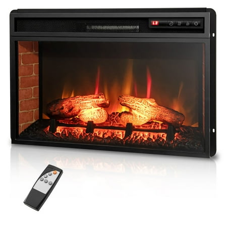 GVN Fireplace, Electric Fireplace Heater,26 Inch Infrared Electric Fireplace Insert with Remote Control-Black
