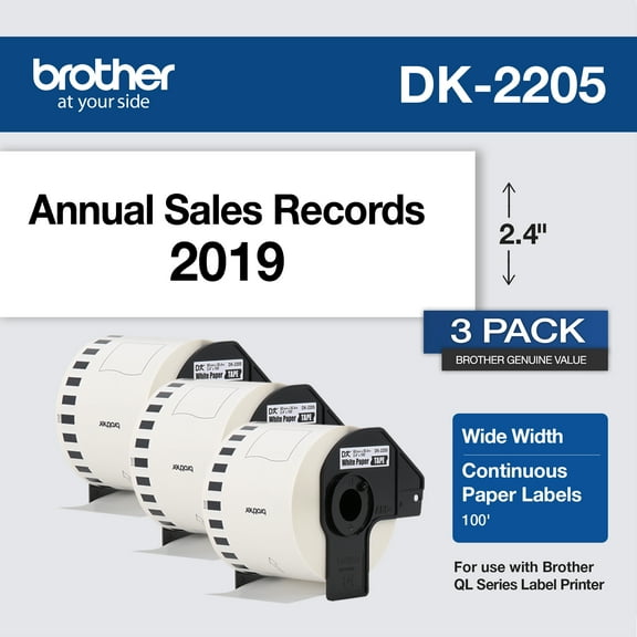 Brother Genuine DK-22053PK Continuous Paper Label Roll, Cut-to-Length Label, 3-Pack