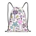 thumbnail image 1 of Saiise Summer with Flamingo Pattern Sports Drawstring Backpack - String Swim Gym Bag with Wet Proof Pocket for Women&Men-Medium, 1 of 6