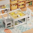 thumbnail image 4 of Noelse 3-in-1 Kids Table and Chair Set with Removable Tabletop Storage, Toddler Craft Table and Chairs for Drawing Playing Studying Eating in Playroom Kids Room Living Room, White, 4 of 8