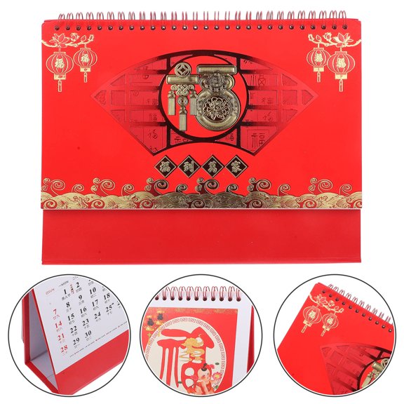 Supvox Red Paper 2024 Desk Calendar Stylish Monthly Planner for Home Use