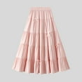 thumbnail image 2 of vigerkar Women's A-Line Bow Elastic Waist Midi Skirt Fairy Flowy Tulle Pleated Tiered Party Long Skirts 2025 Pink, One Size, 2 of 9