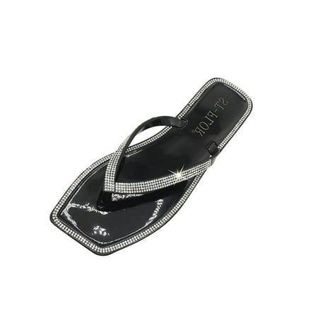 

Womens Fancy Diamond Square Toe Flat Bottom Leaky Finger Summer Slippers Shoes Summer Open Toe Slide Sandals Comfortable Flats Flip-Flops Sandal Casual Platforms Wedge Sandals Heeled Sandals A8649