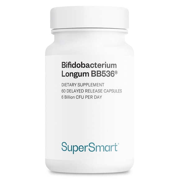SuperSmart - Bifidobacterium Longum 6 Billion CFU per Day - Probiotics & Prebiotics | Non-GMO & Gluten Free - 60 DR Capsules