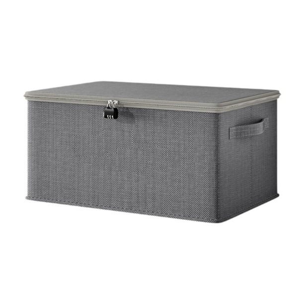 Caja de almacenamiento plegable con cerradura de contraseña y tapa con cremallera para hombres y mujeres 38cm x 26cm x 15cm