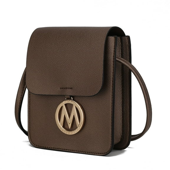 MKF Collection Skylar Women Crossbody Bag, Vegan Leather Small Phone Bag Shoulder Bag by Mia K - Bronze