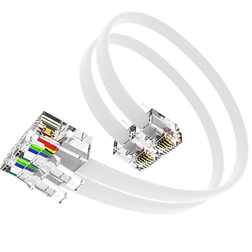 (2 Pack) 6 Inch Telephone Cord, Professional Grade Made in USA, 6P4C Male RJ11 Plugs with 50